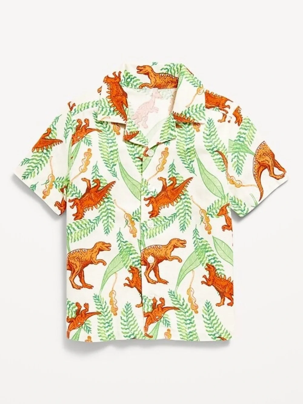 Old Navy White Shirt with Orange & Green Dino Print